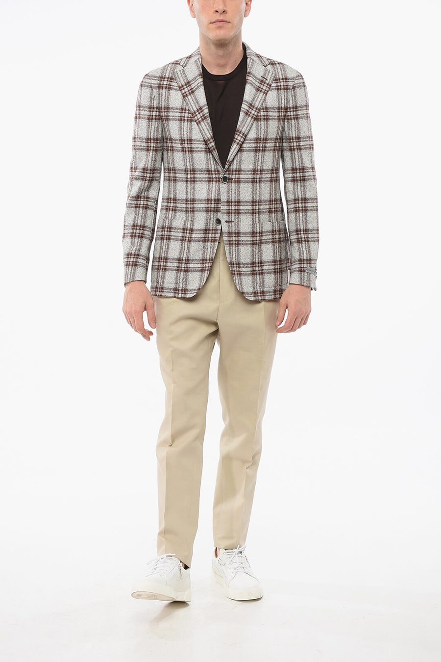 Nino Danieli 2405~Single-Breasted Checked Blazer with Patch Pockets, view 3