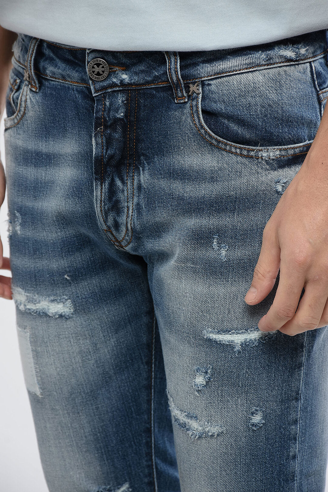 John Richmond 2405~Slim Fit Jeans AP Distressed Effect 16 cm, view 2