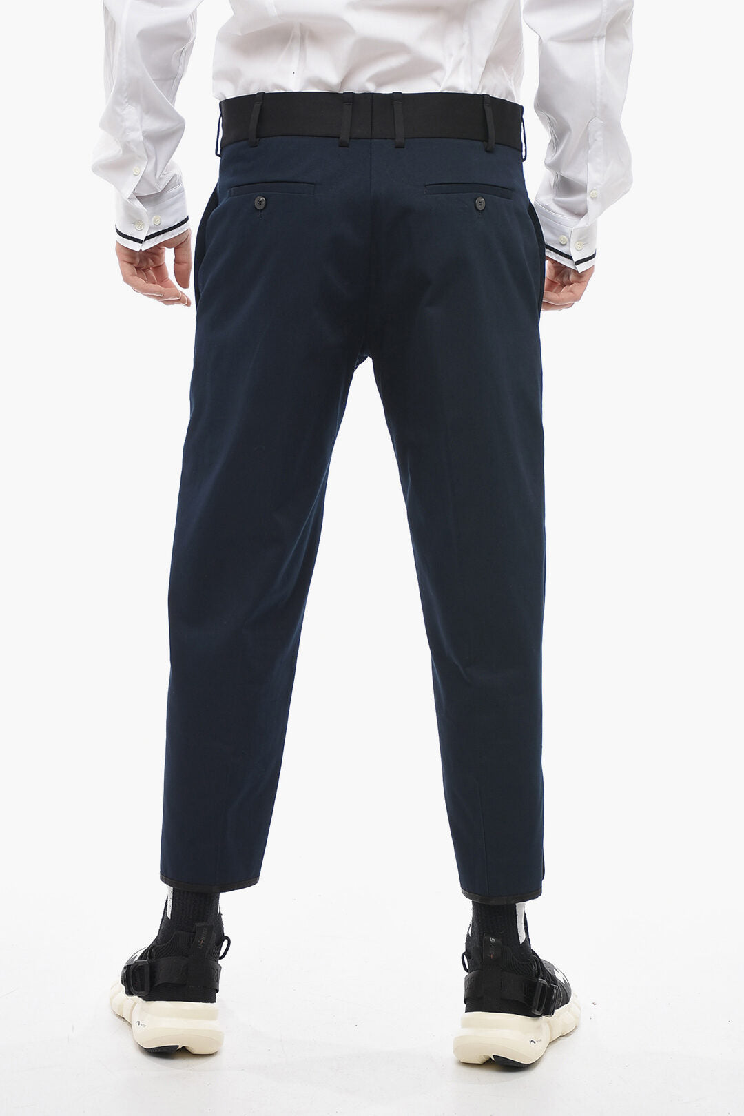 Neil Barrett 2405~Slim-Fit Trousers TOM with Contrasting Edges and Ankle Buttons