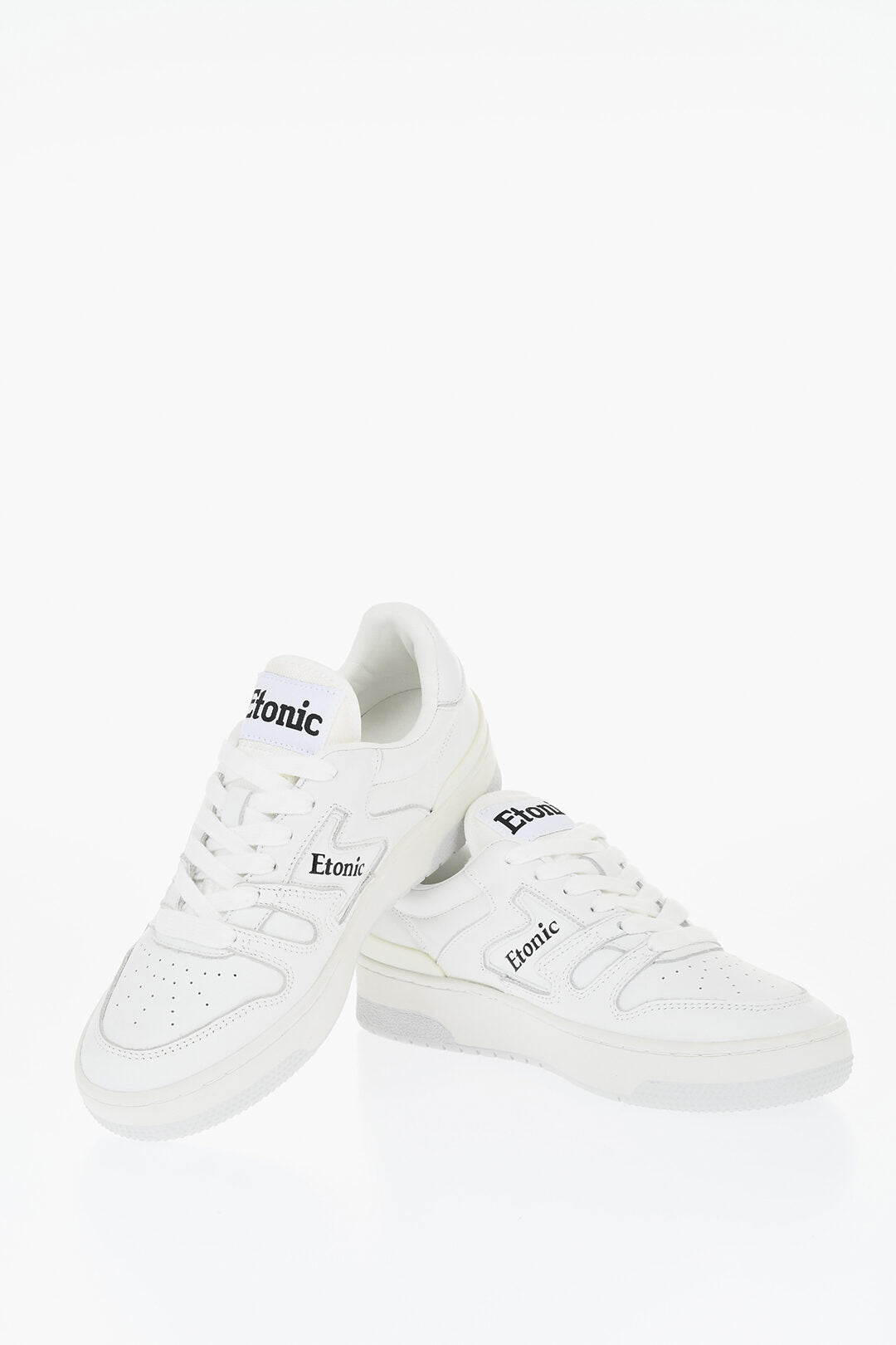 Etonic 2405~Solid Color Leather Low Top Sneakers with Contrasting Logo