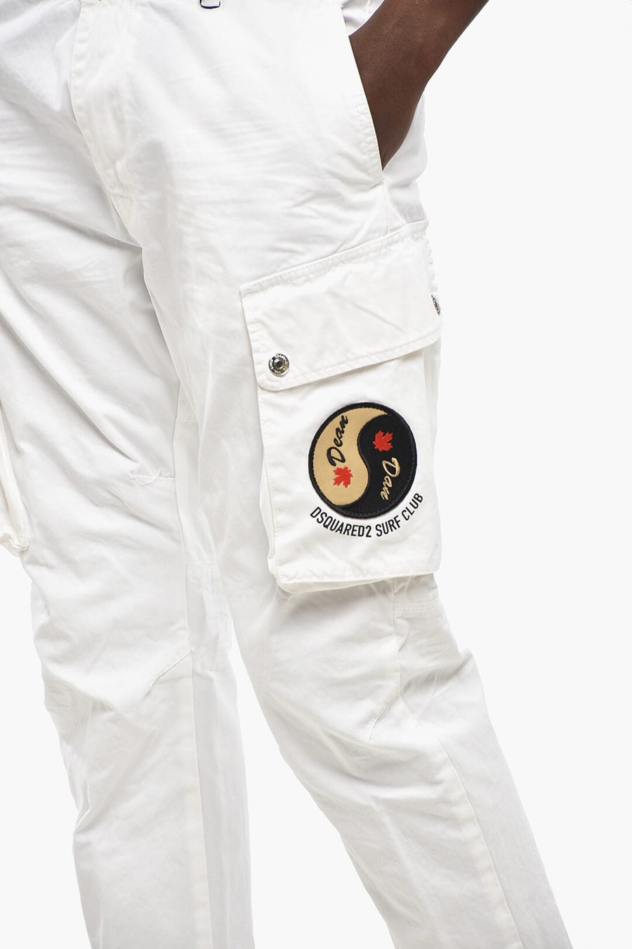 Dsquared2 2405~Solid SEXY CARGO FIT Pants with Contrast Patch, view 3