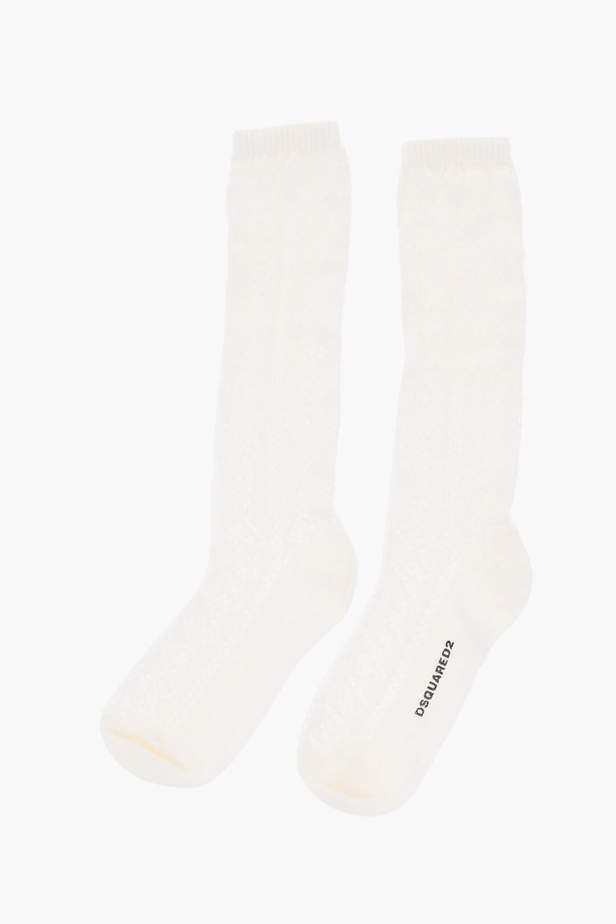 Dsquared2 2405~Solid-Color Long Socks with Perforated Details, view 3
