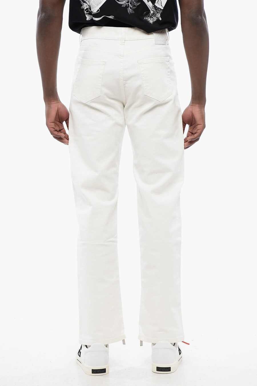 Off-White 2405~Stretch Denim Jeans with 20 cm Ankle Zip