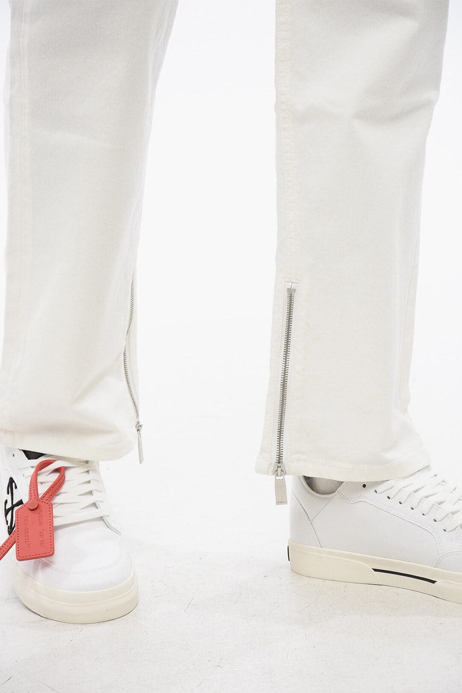 Off-White 2405~Stretch Denim Jeans with 20 cm Ankle Zip, view 4