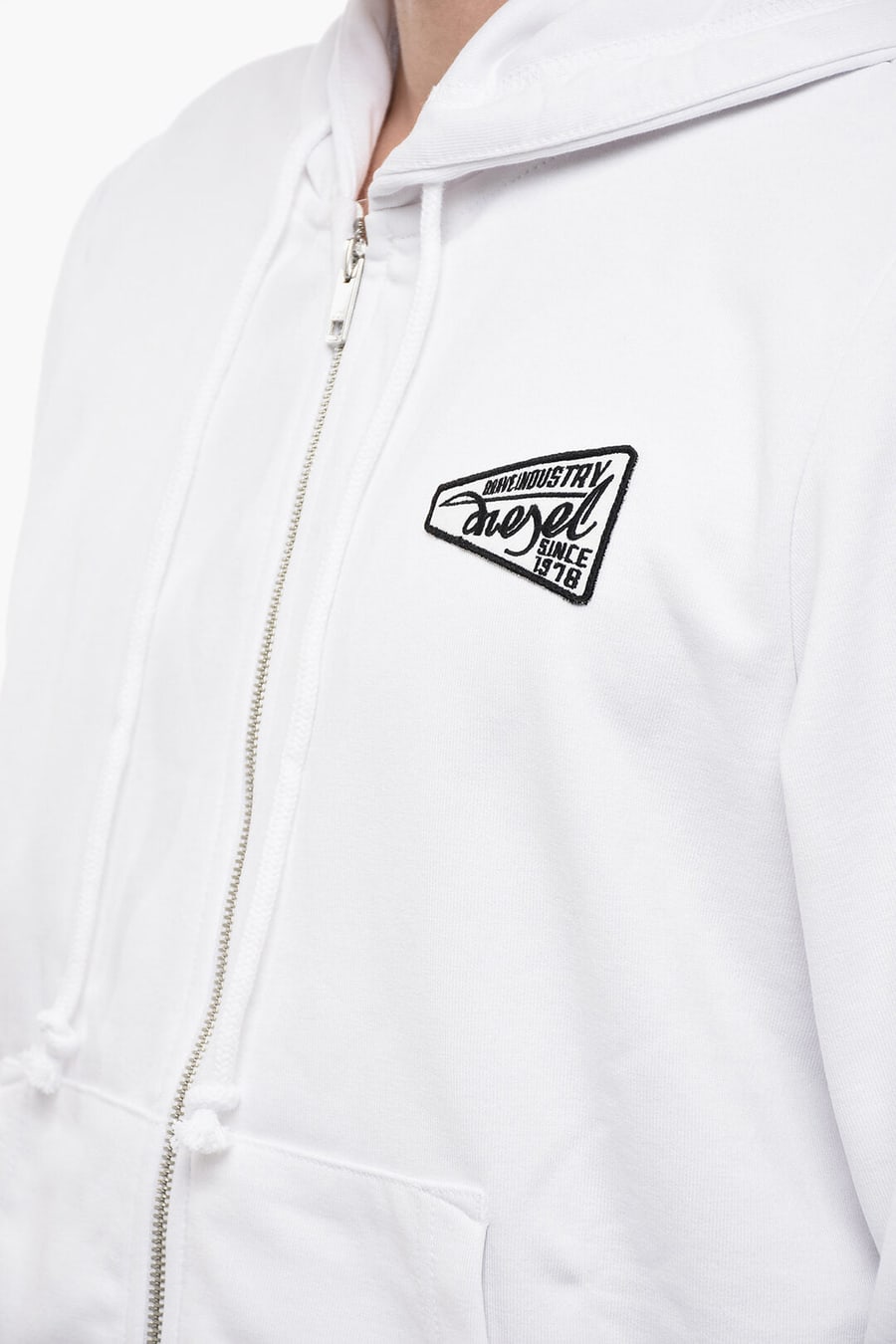 Diesel 2405~Sweatshirt S-GINN Solid-Color with Hood and Zip Closure, view 2