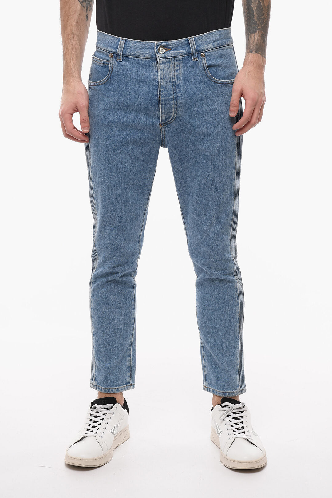 Balmain 2405~Tapered-Fit Jeans with Side Details 17cm