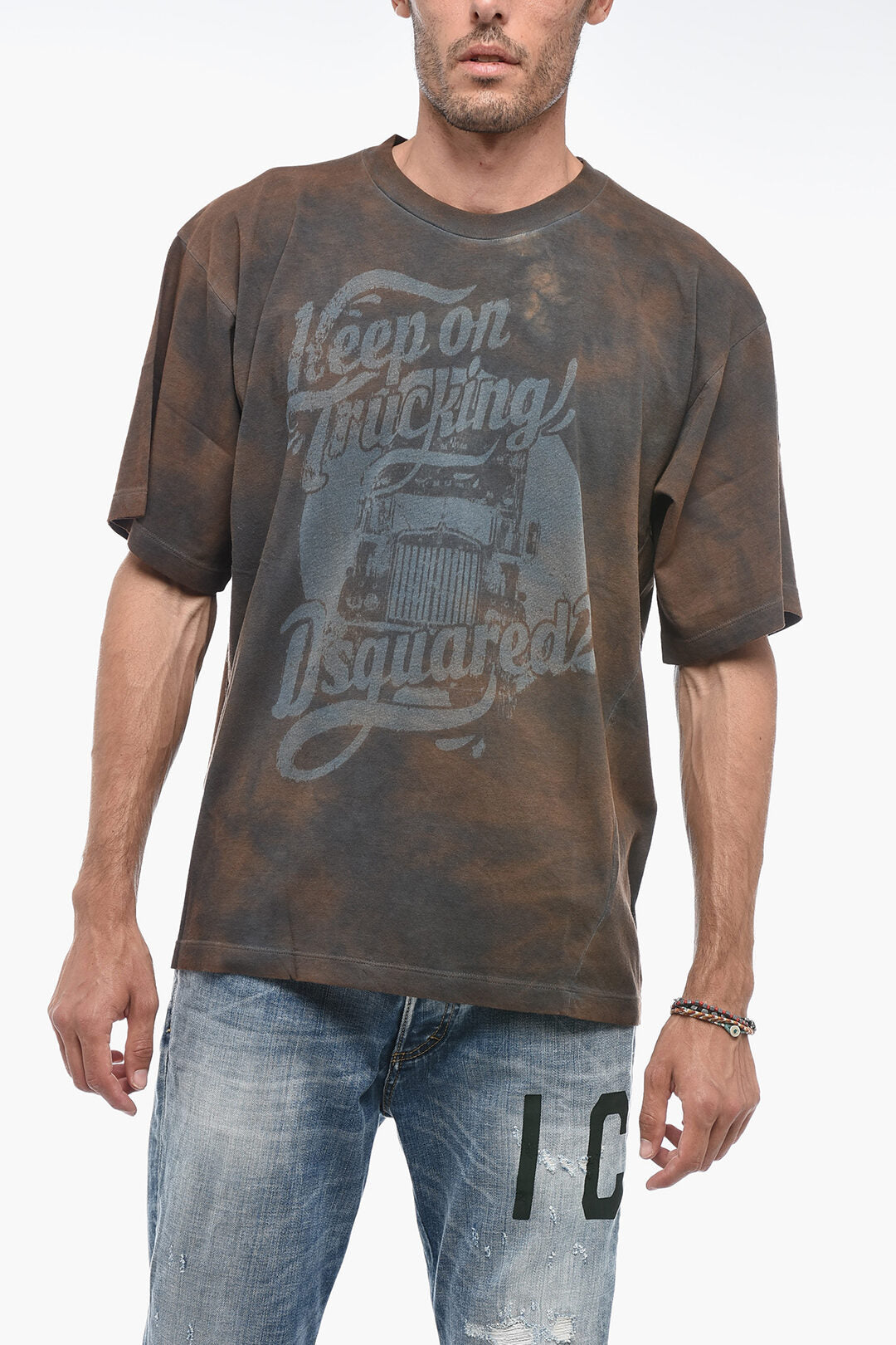 Dsquared2 2405~Tie-Dye Effect T-Shirt with Print