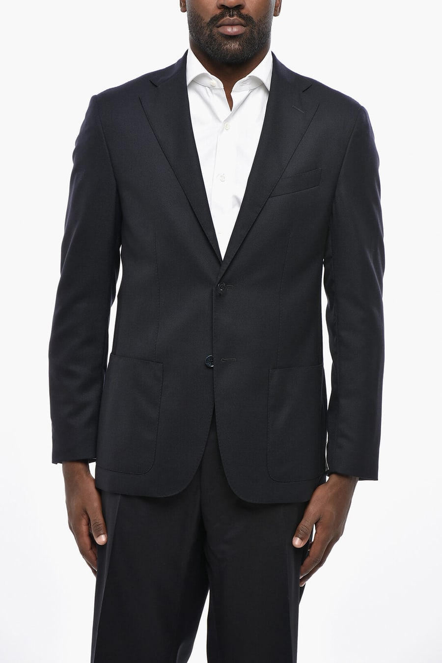 Nino Danieli 2405~Two-Button Half-Lined Virgin Wool Blazer with Patch Pockets