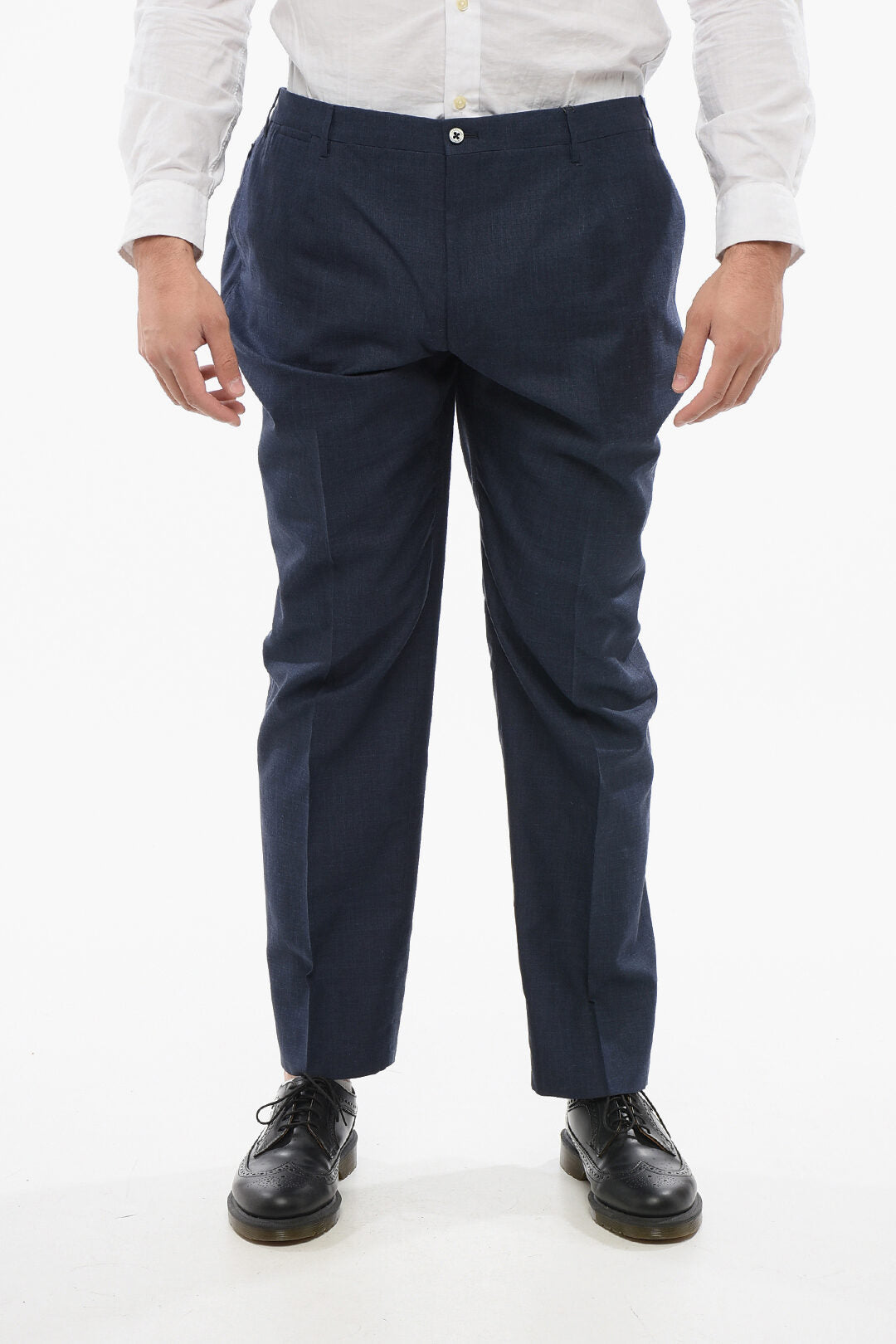 Corneliani 2405~Unlined Linen-Blend Trousers with Belt Loops