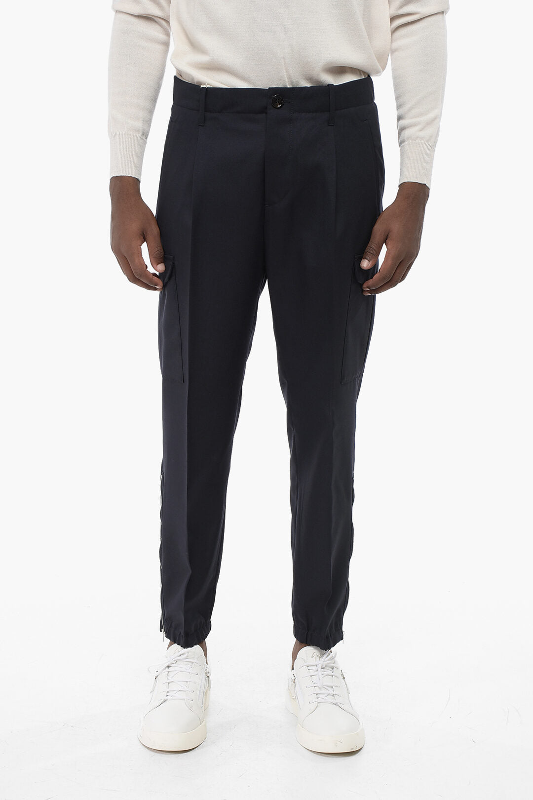 Brunello Cucinelli 2405~Virgin Wool Cargo Pants with Ankle Zip