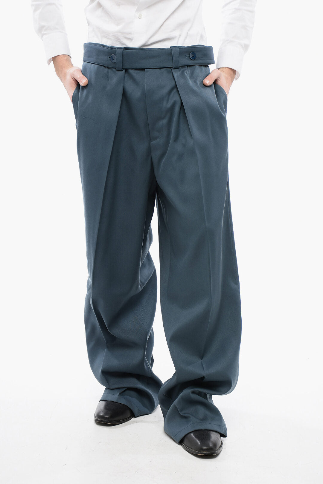 Jil Sander 2405~Virgin Wool Straight-Leg Trousers with Belt