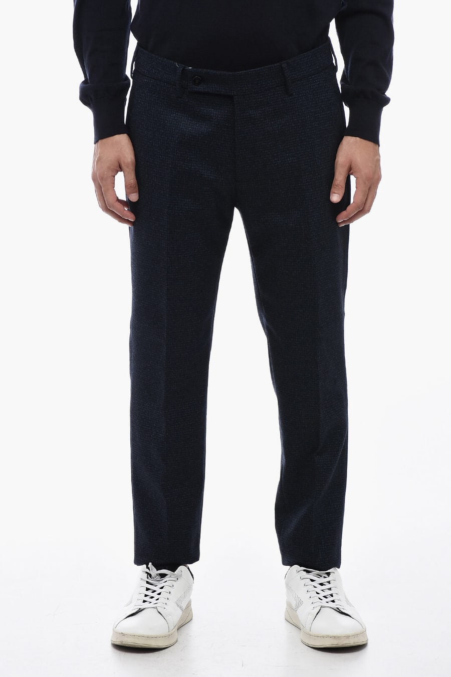 Berwich 2405~Virgin Wool Trousers with Check Pattern