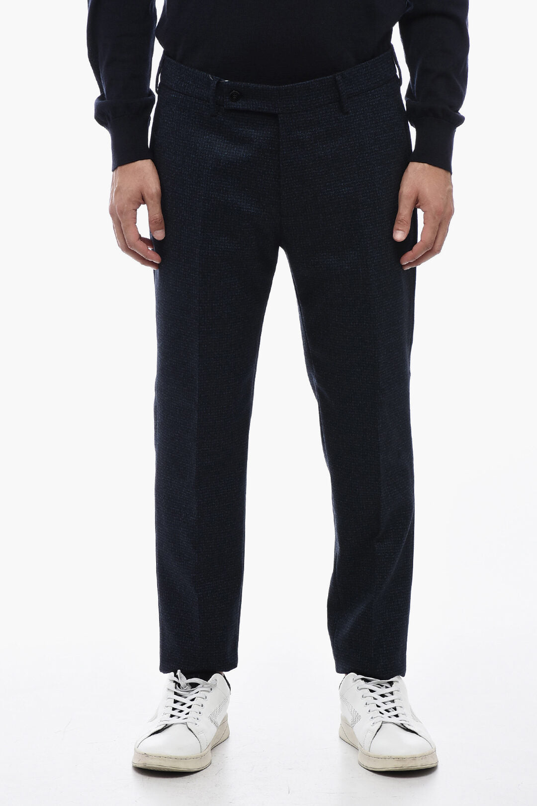 Berwich 2405~Virgin Wool Trousers with Check Pattern