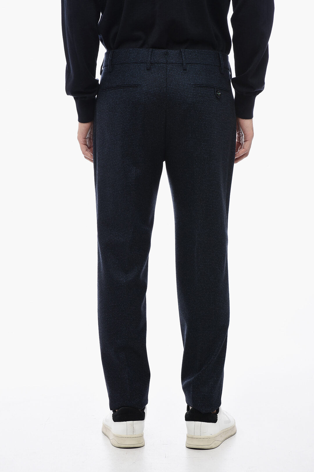 Berwich 2405~Virgin Wool Trousers with Check Pattern, view 2