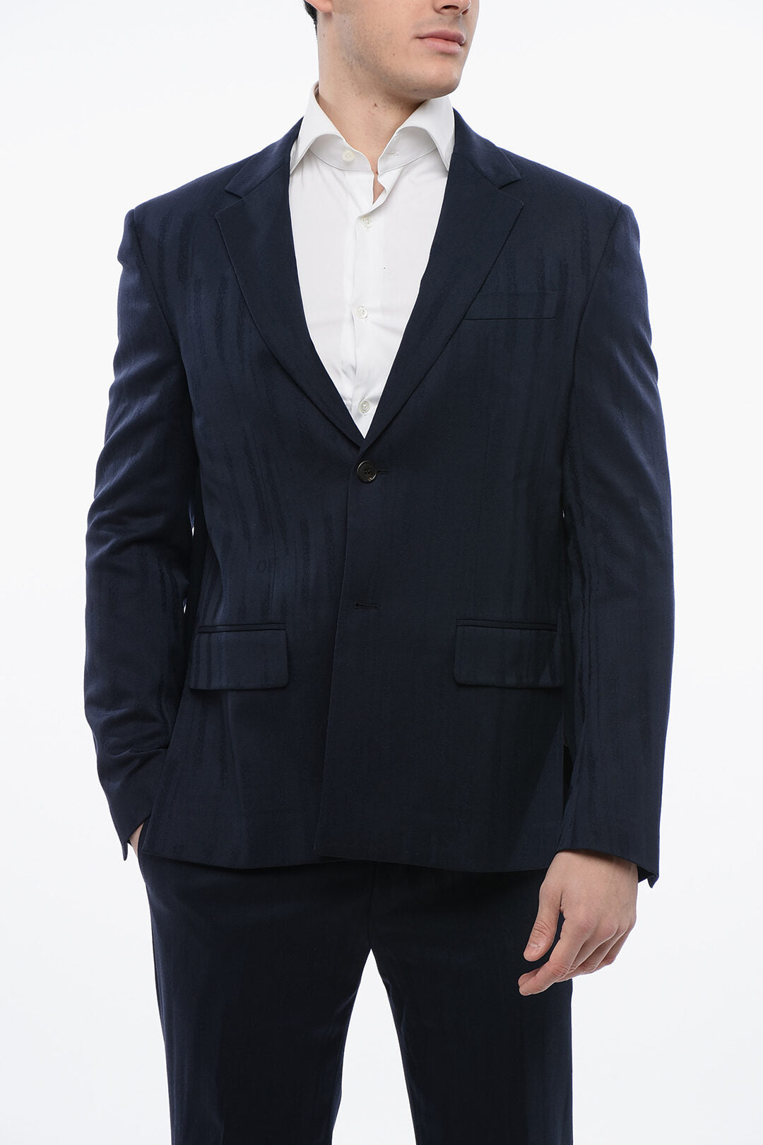 Off-White 2405~Virgin Wool-Blend Blazer SHIBORI with Jacquard Design