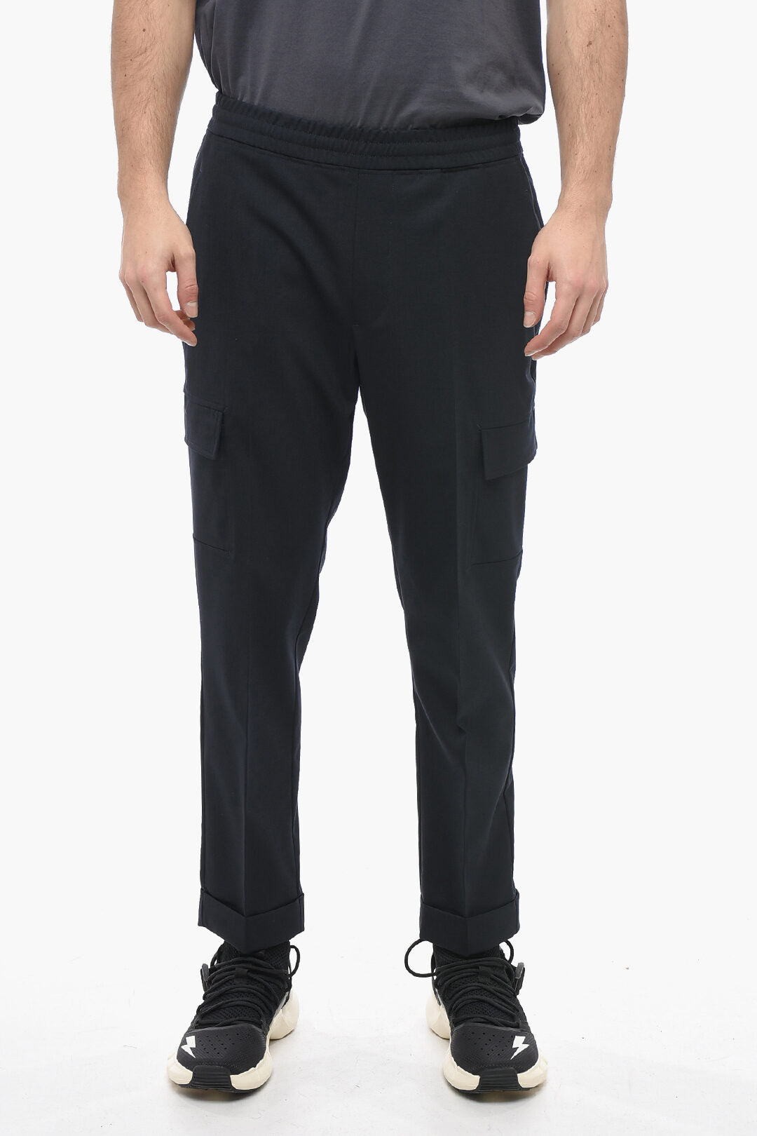Neil Barrett 2405~Virgin Wool-Blend Cargo Trousers REM Low-Rise