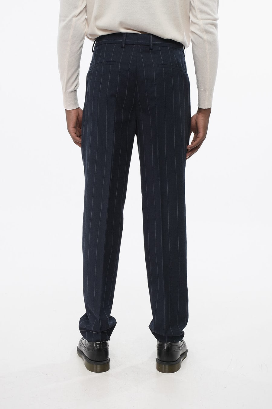 Brunello Cucinelli 2405~Virgin-Wool-Blend 1-Pleat Trousers with Pinstripe
