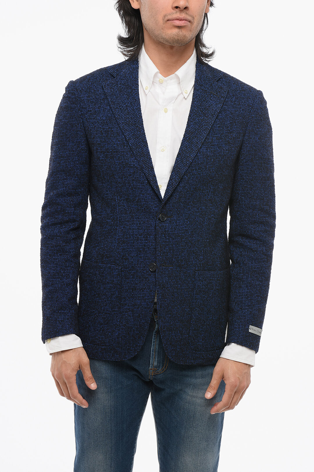 Nino Danieli 2405~Wool-Blend Blazer with Fuzzy Pattern