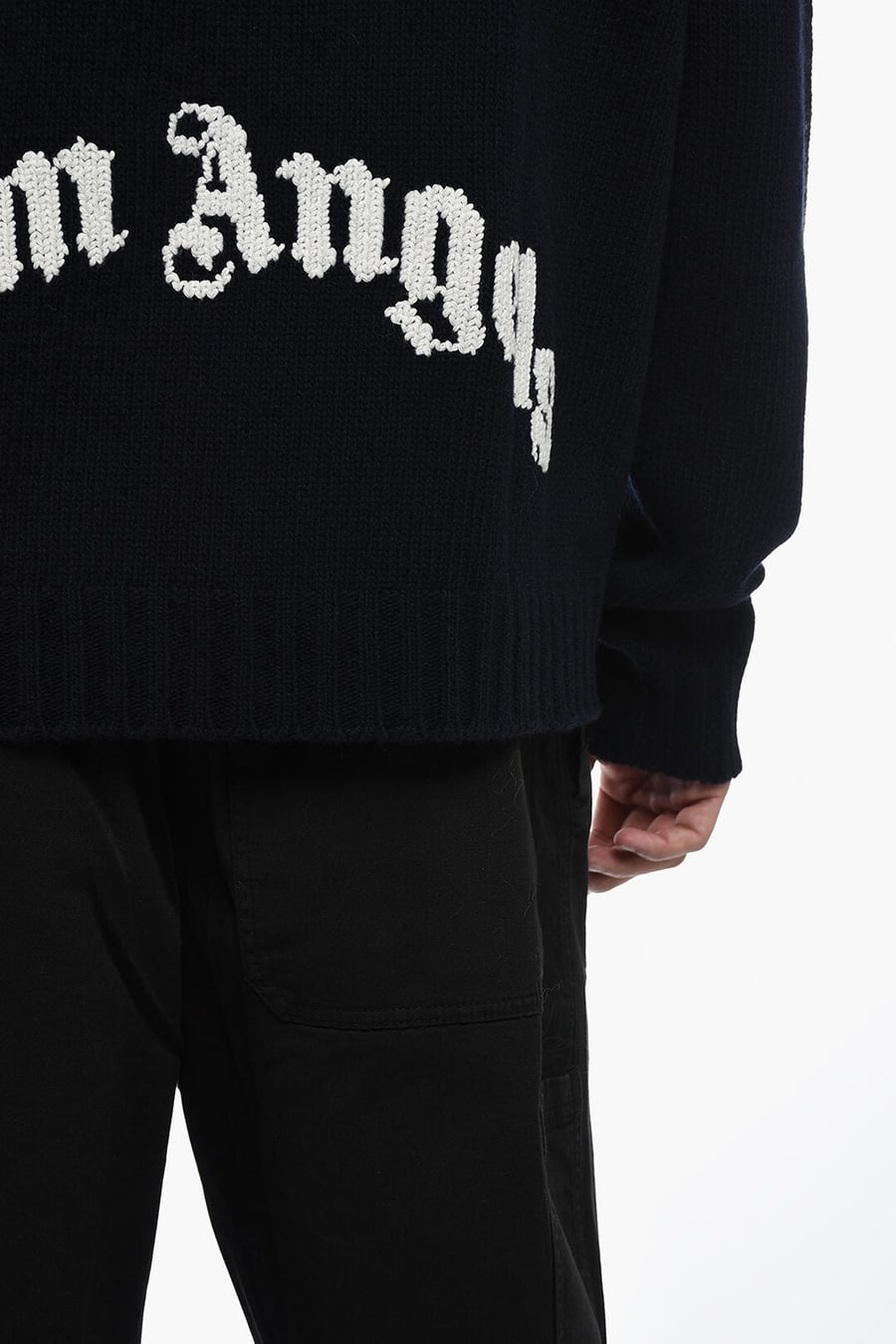 Palm Angels 2405~Wool-Blend Sweater with Embroidered Logo, view 2