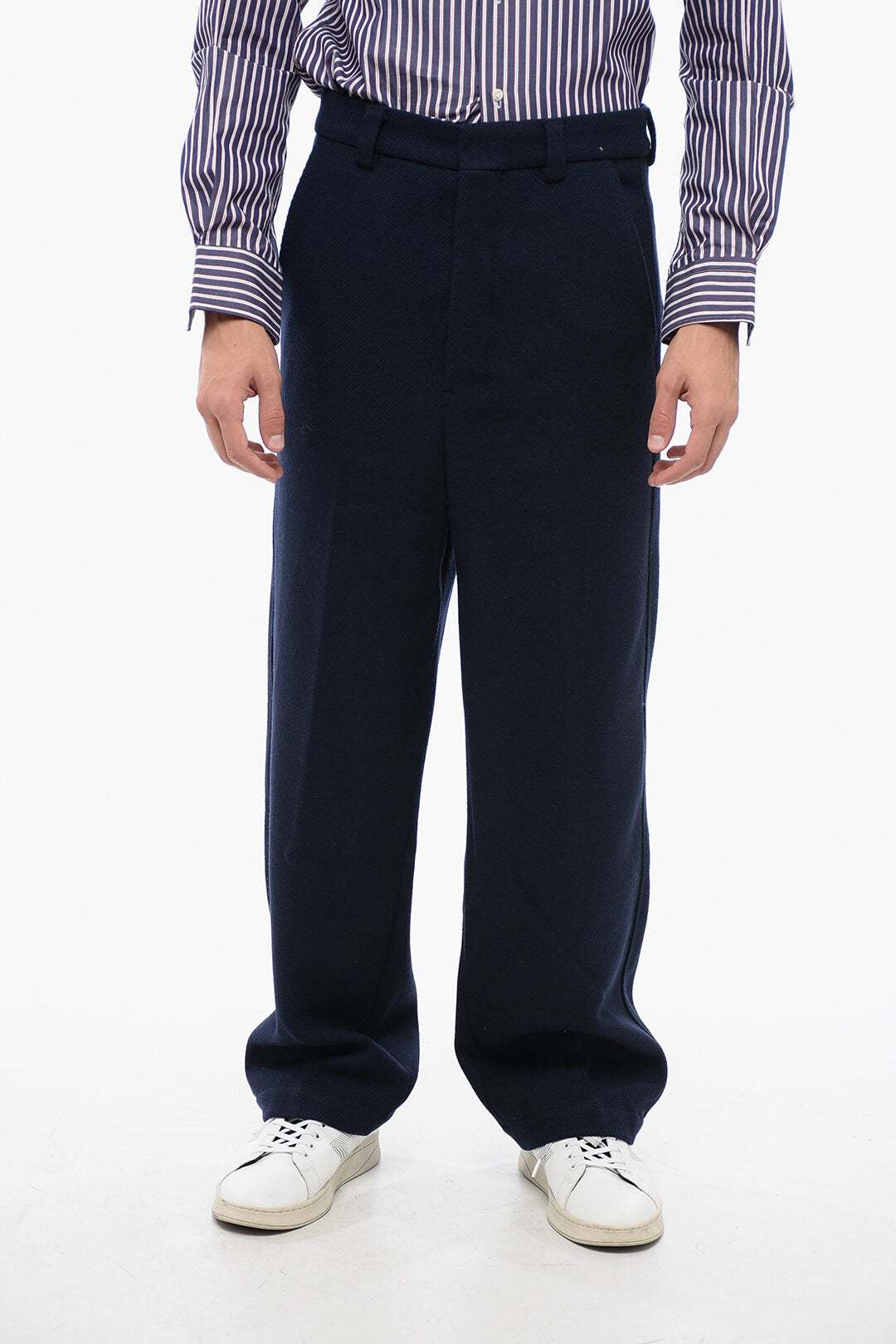 Ami Alexandre Mattiussi 2405~Wool-Flannel Chino Pants with Hidden Closure