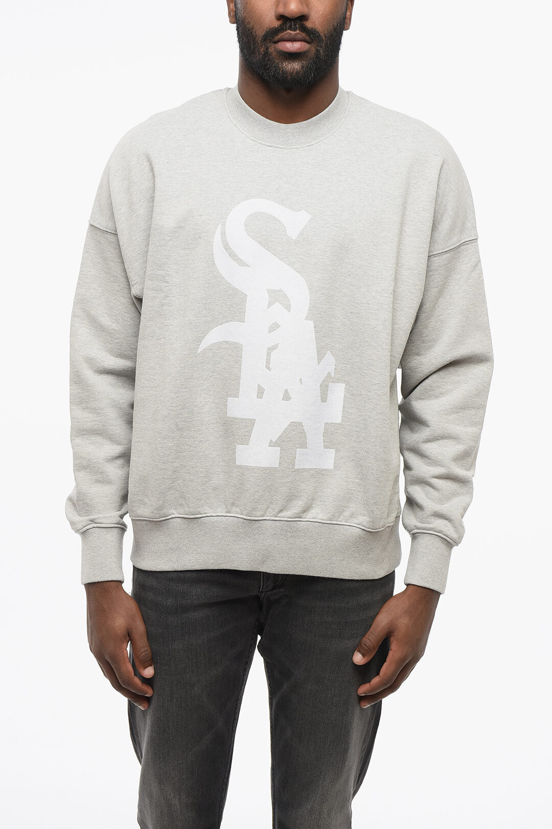 1989 Studio 2470~Brushed Cotton Crewneck Sweatshirt MIDWEST RELAXED with Velour Detail