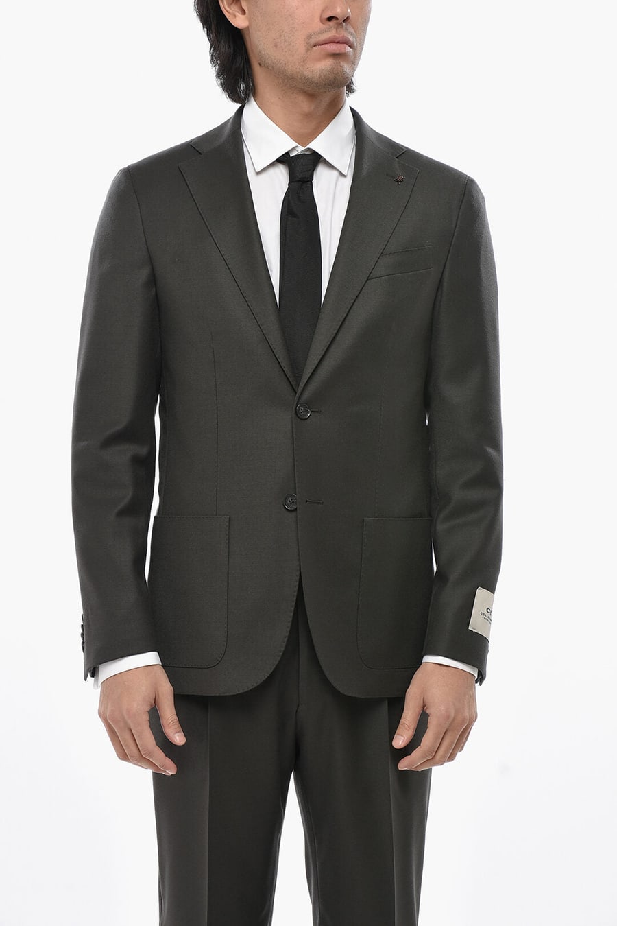 Corneliani 2470~CC COLLECTION Two-Button Virgin Wool Suit with Patch Pockets, view 2