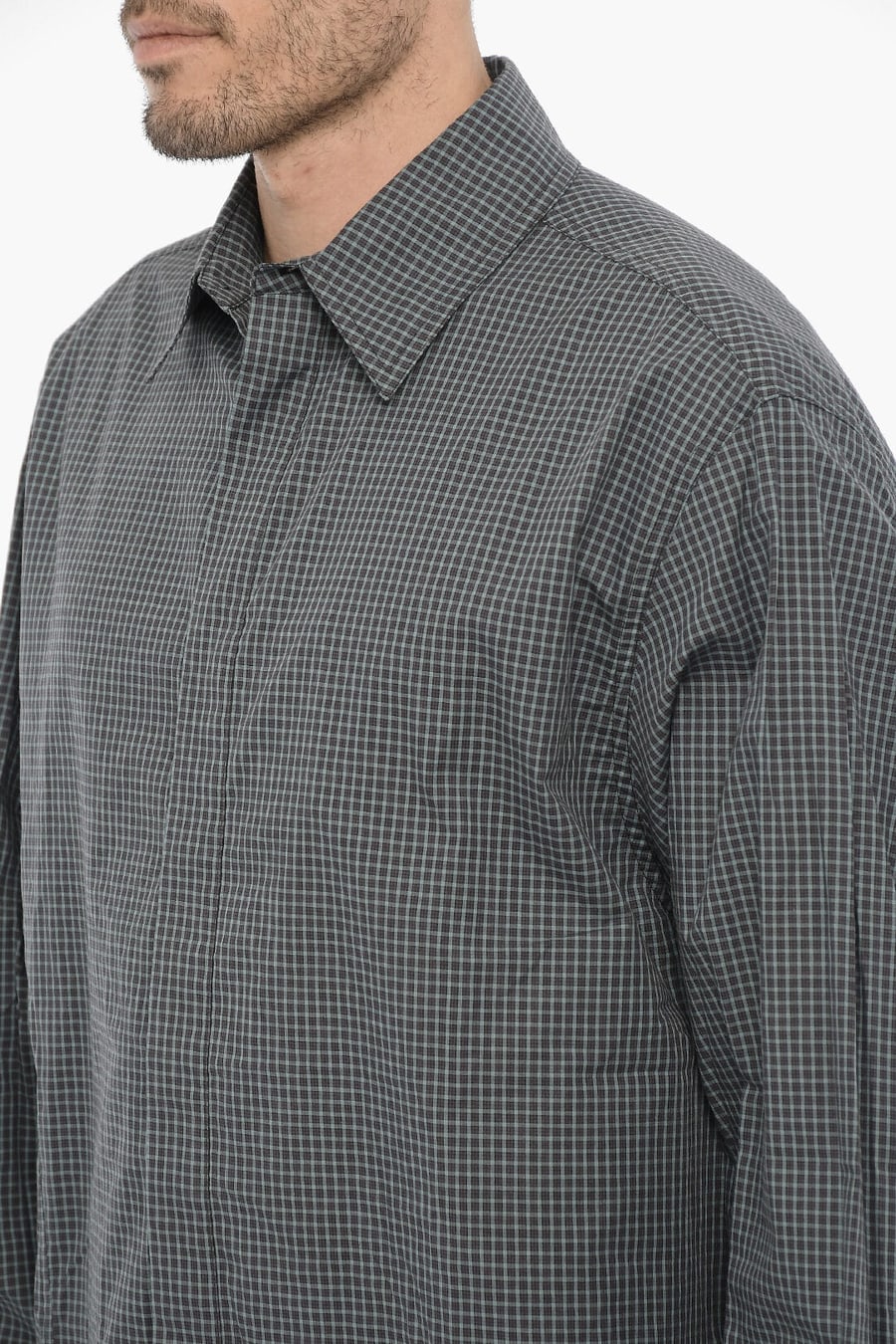 Ader Error 2470~Checked Shirt with Hidden Button Placket, view 2