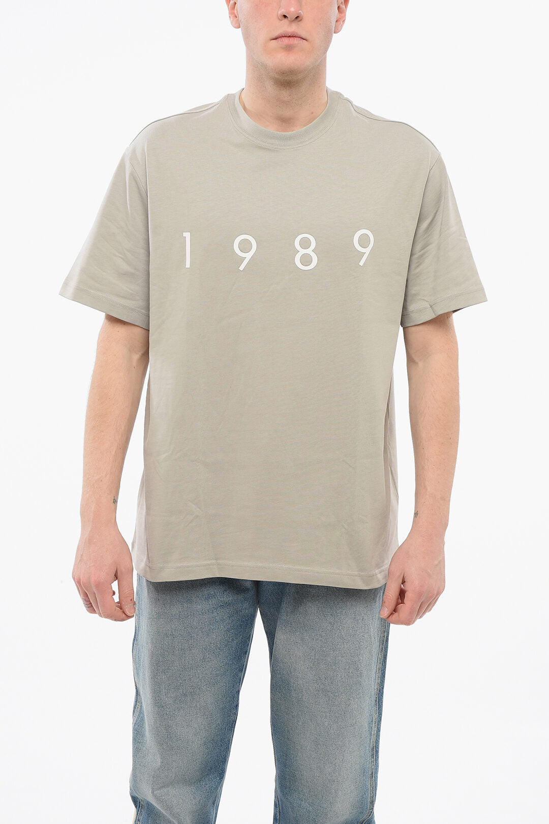 1989 Studio 2470~Cotton Crewneck T-Shirt with Embossed Logo