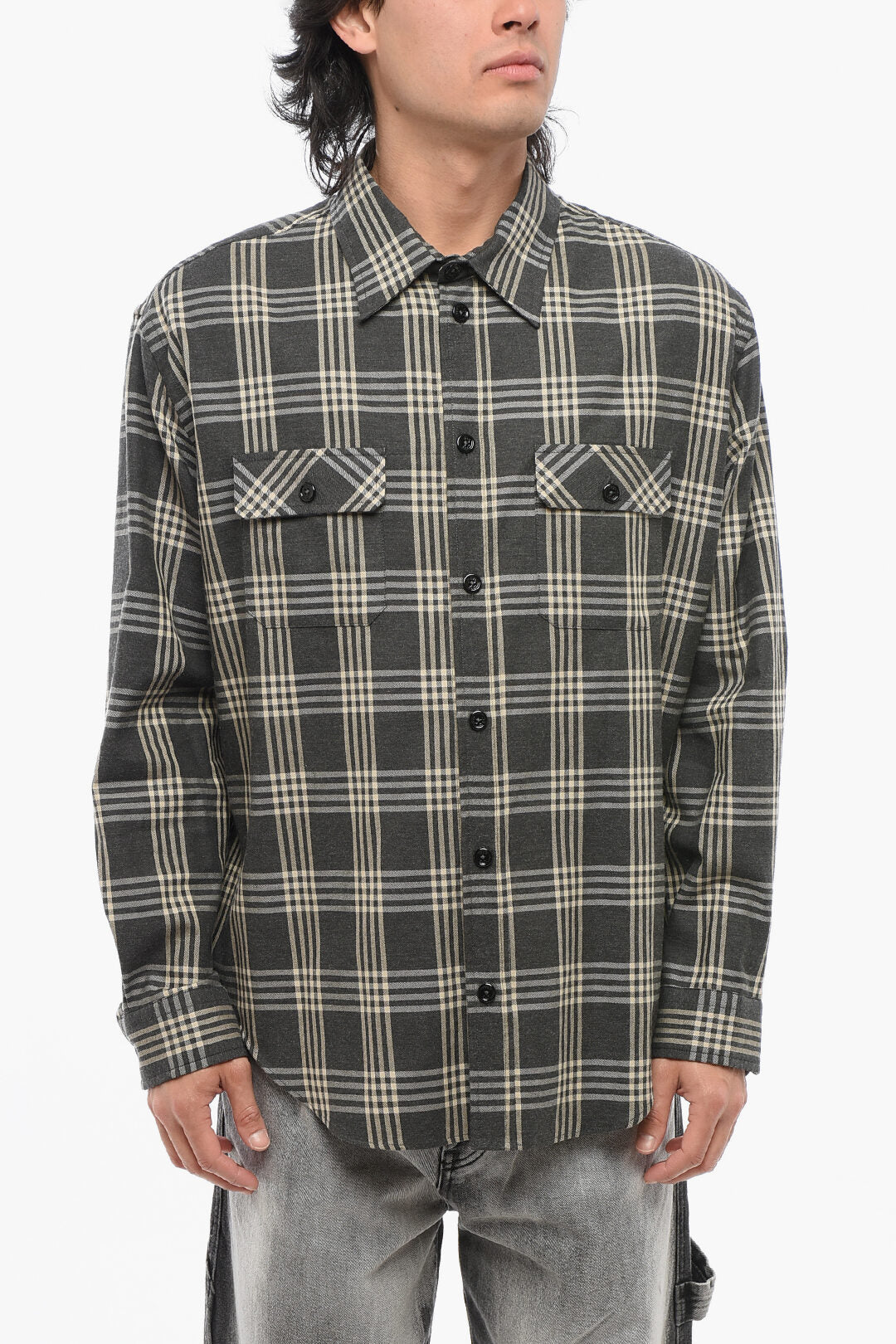 1989 Studio 2470~Cotton Flannel Shirt with Tartan Pattern