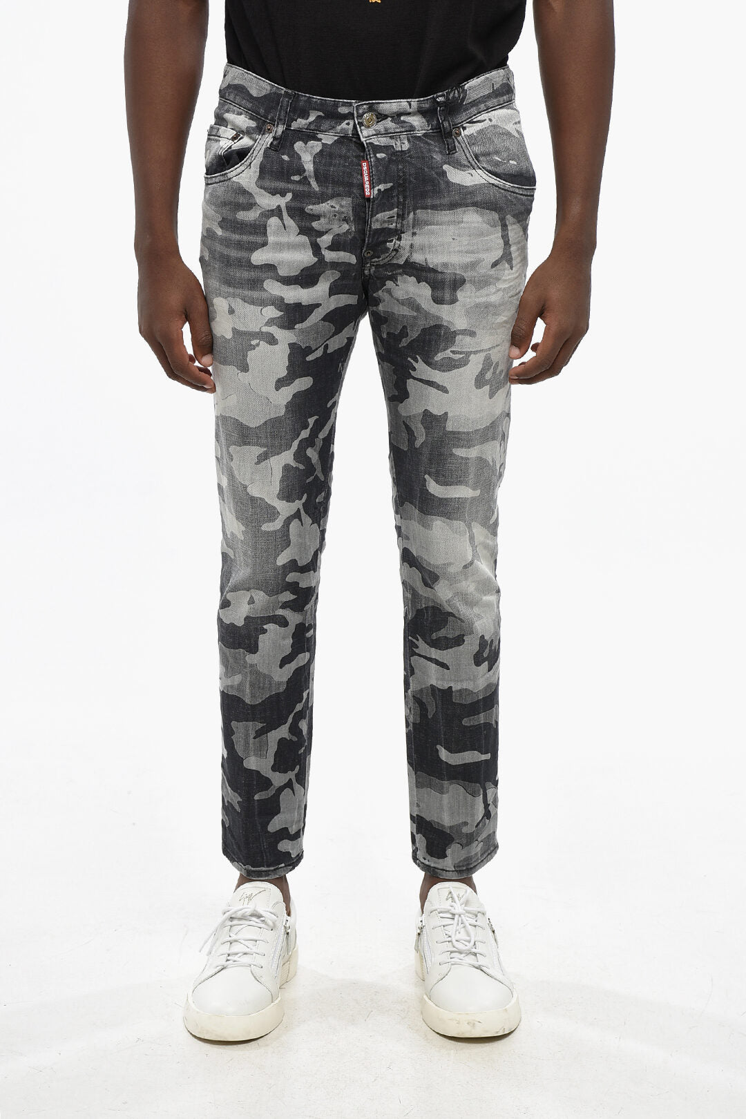 Dsquared2 2470~Denim Stretch Jeans SKATER with Camouflage Pattern 15cm