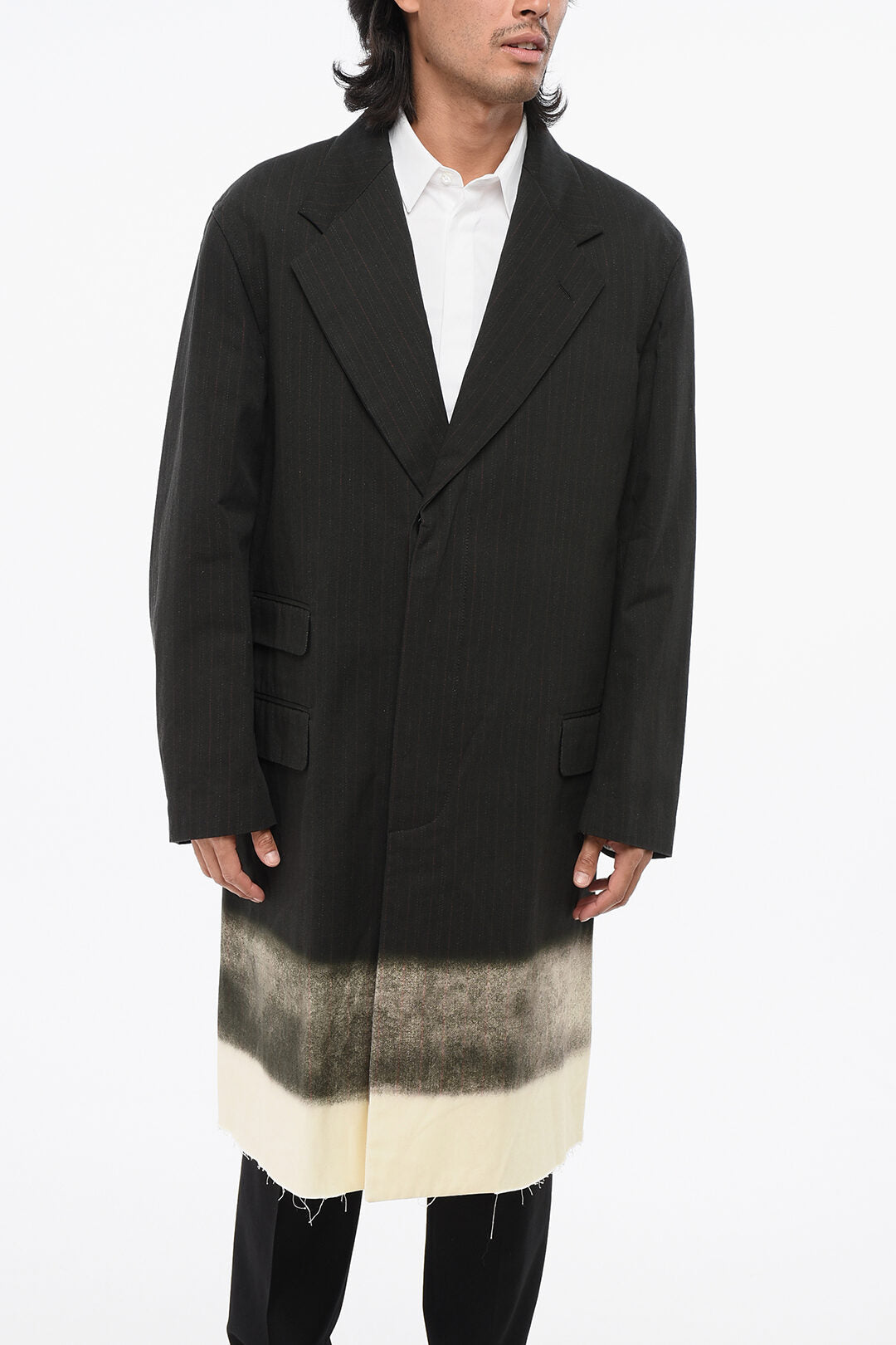 Maison Margiela 2470~MM1 Pinstriped Coat with Faded Effect