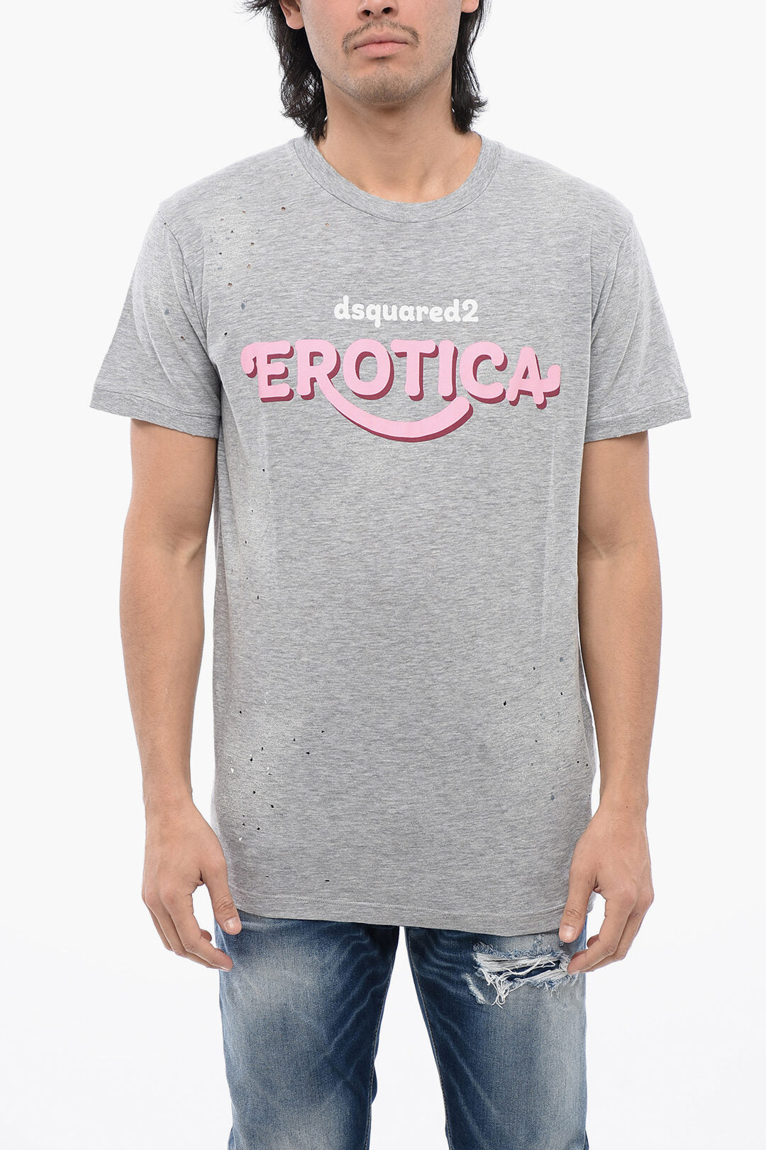 Dsquared2 2470~Muscle Fit T-Shirt with Distressed Effect
