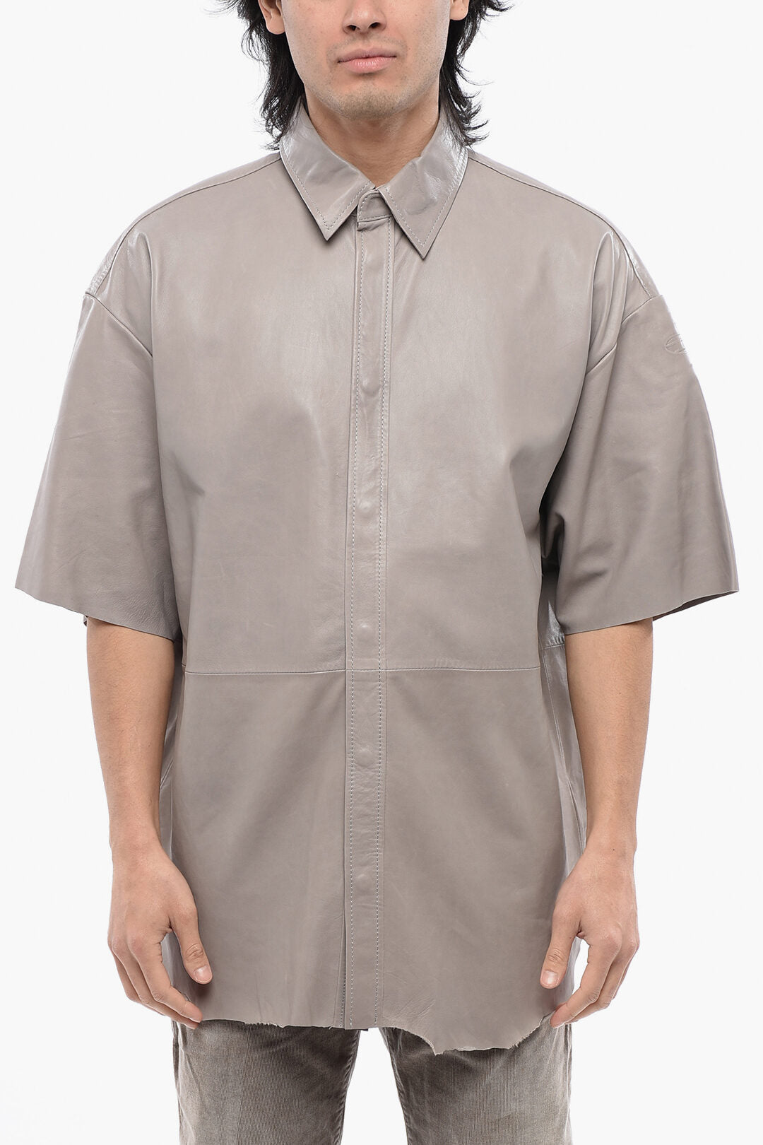 Diesel 2470~RED TAG Leather Short-Sleeve Shirt S-EMIN