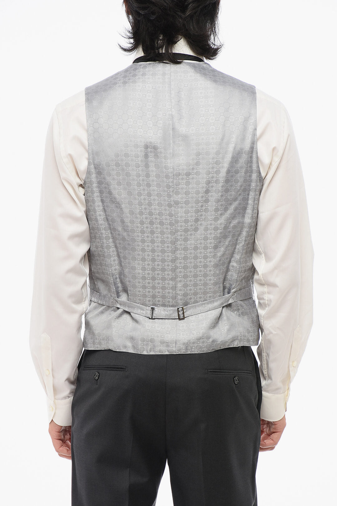 Corneliani 2470~Silk Waistcoat ACADEMY 4-Button Embroidered with Welt Pockets, view 2
