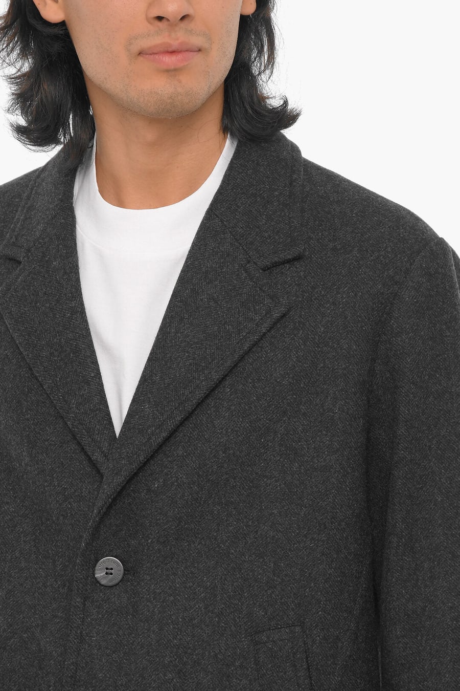 Neil Barrett 2470~Single-Breasted Slim Fit Mixed Wool Coat