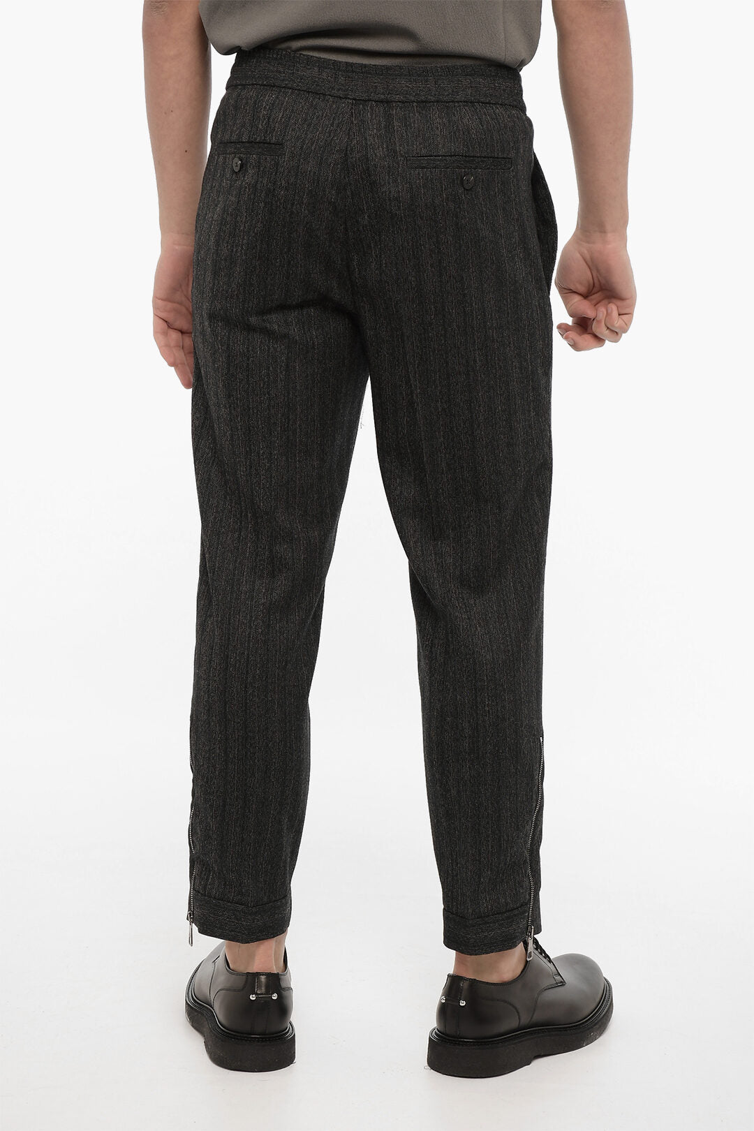 Neil Barrett 2470~Slim-Fit Virgin Wool Trousers With Ankle Zip, view 2