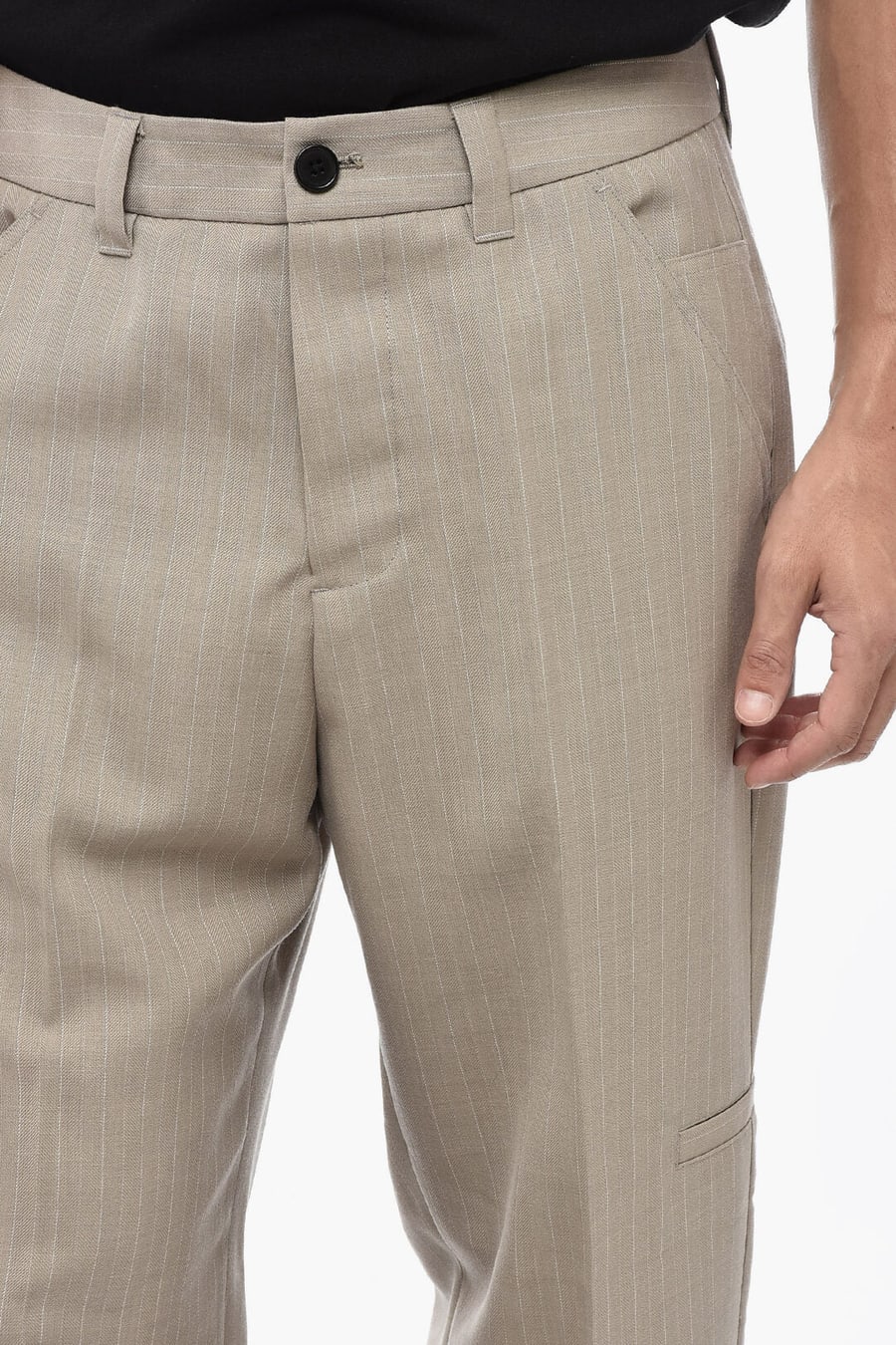 AllSaints 2470~THIRTY TWO Pinstriped Trousers ANACO with Belt Loops, view 3