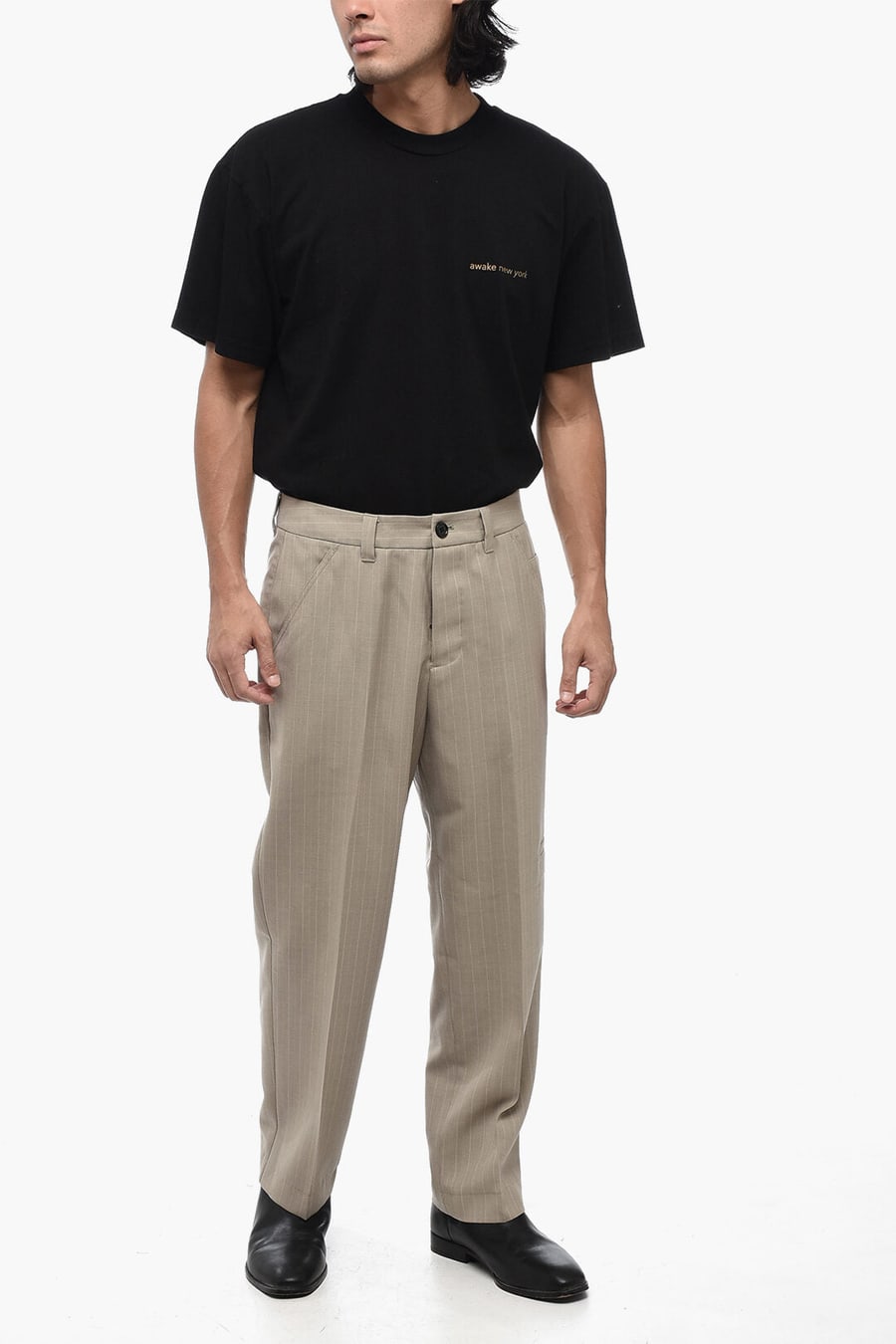 AllSaints 2470~THIRTY TWO Pinstriped Trousers ANACO with Belt Loops, view 4