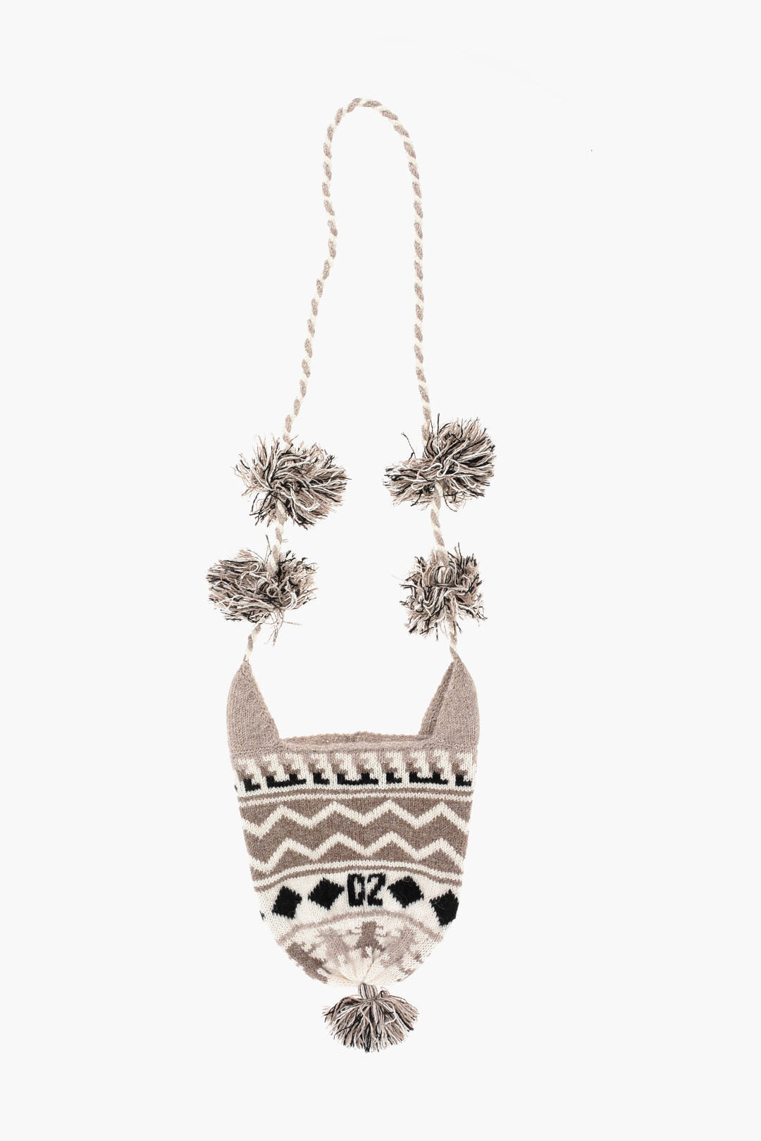 Dsquared2 2470~Trompe l'oeil Wool Bag with Pom Pom