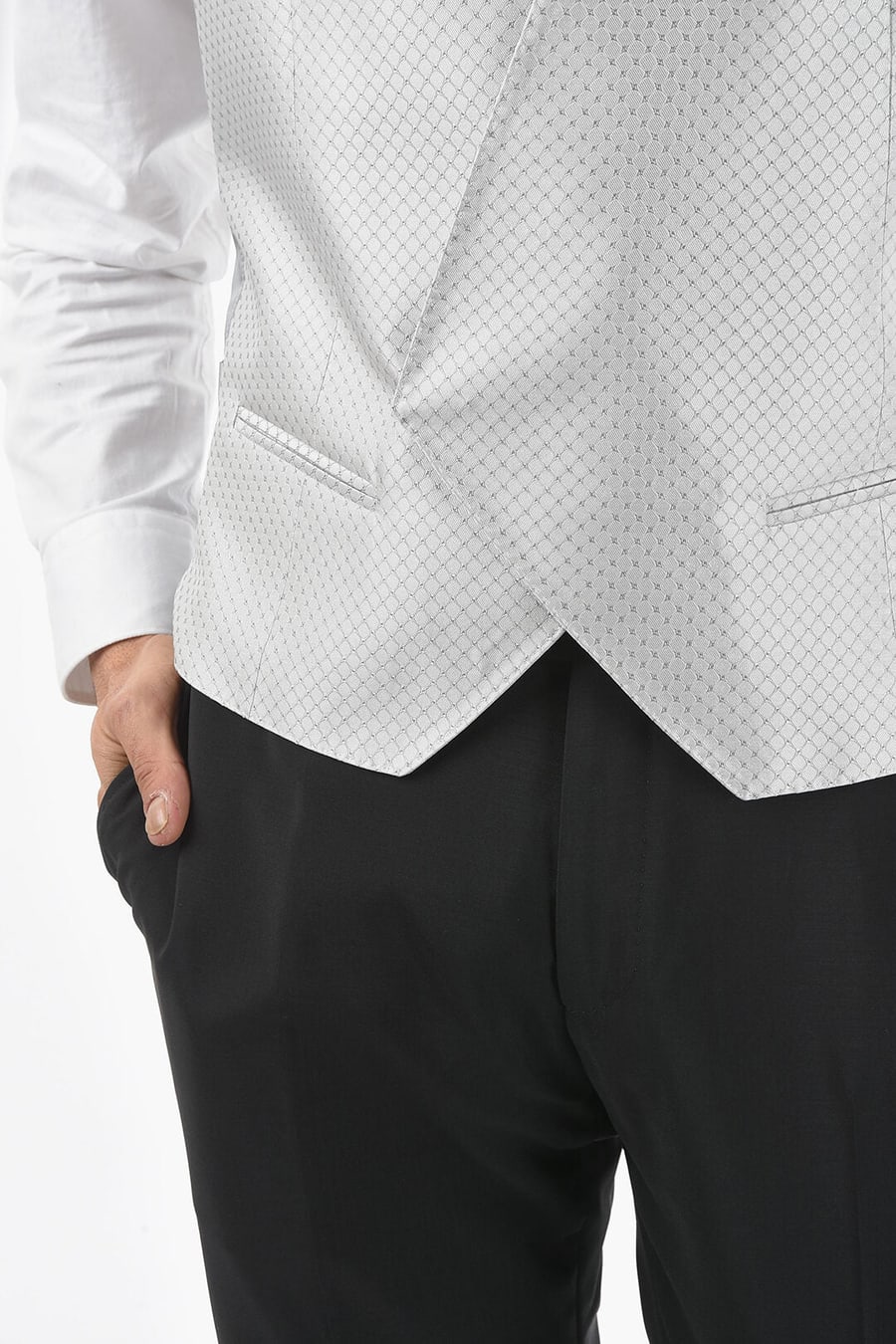 Corneliani 2470~Two-Tone Silk Waistcoat ACADEMY CERIMONIA with All-Over Logo on Back, view 3