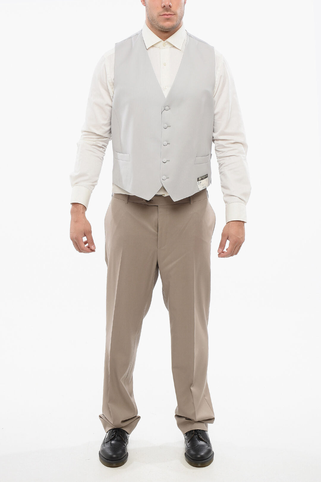 Corneliani 2470~Wool 5-Button Waistcoat With Jetted Pockets, view 2