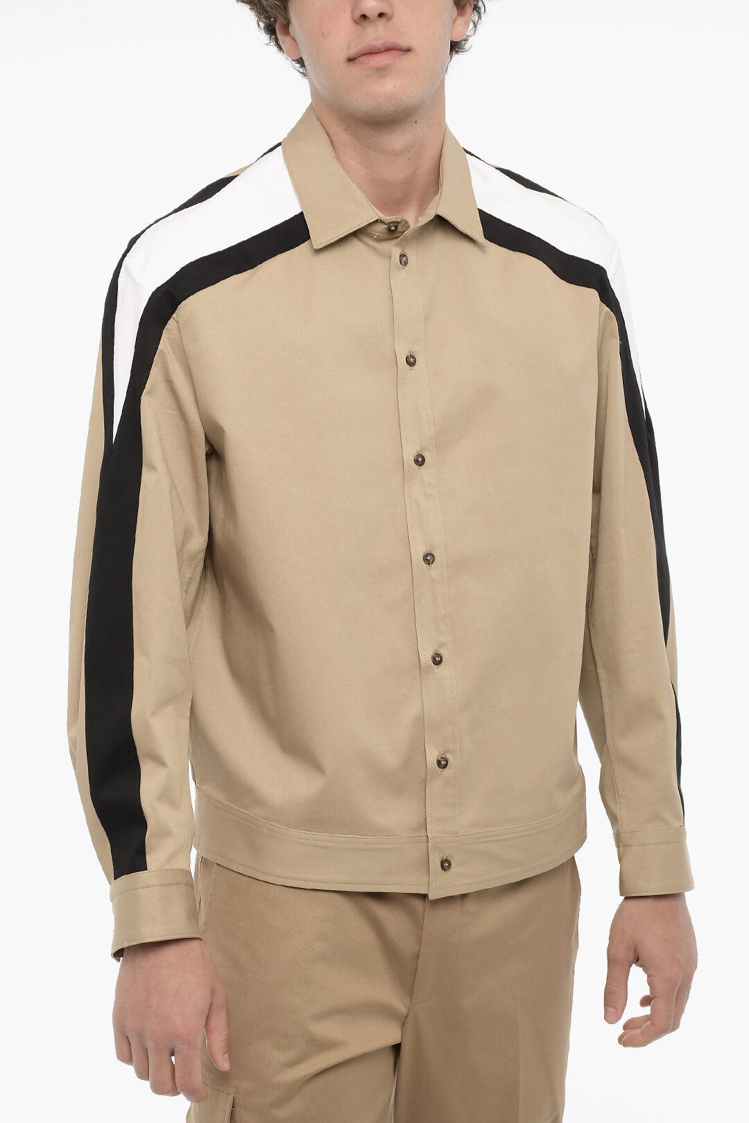 Neil Barrett 2500~Cotton Overshirt with Contrasting Side Stripes