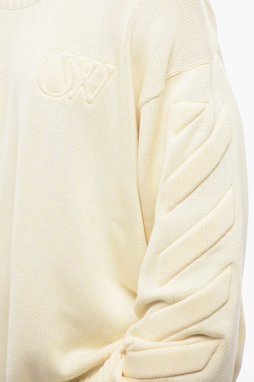 Off-White 2500~Cotton Sweater with Embossed Logo