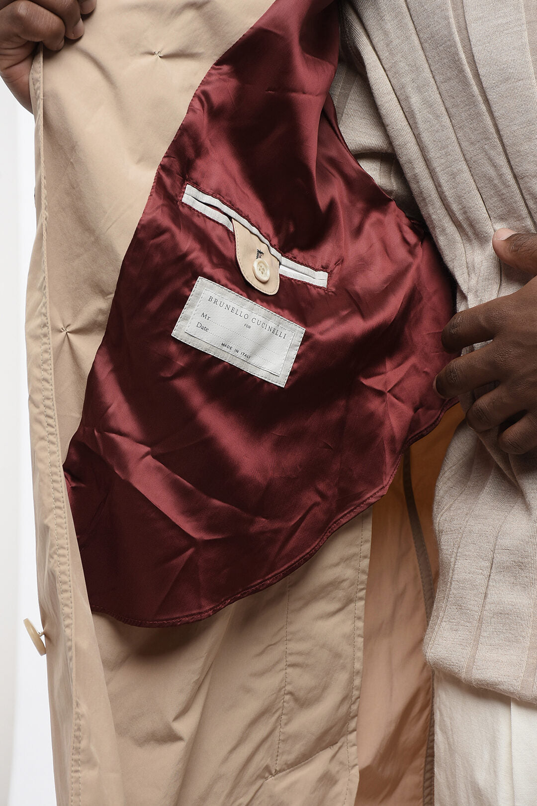 Brunello Cucinelli 2500~Nylon Trench with Concealed Fastening