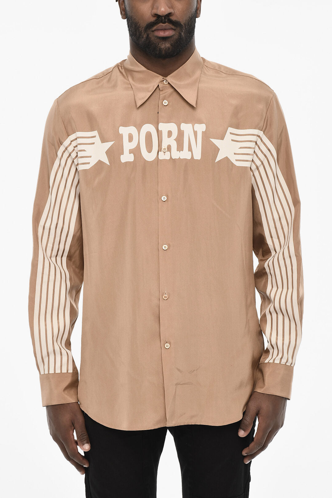 Dsquared2 2500~Satin Shirt with Contrast Print