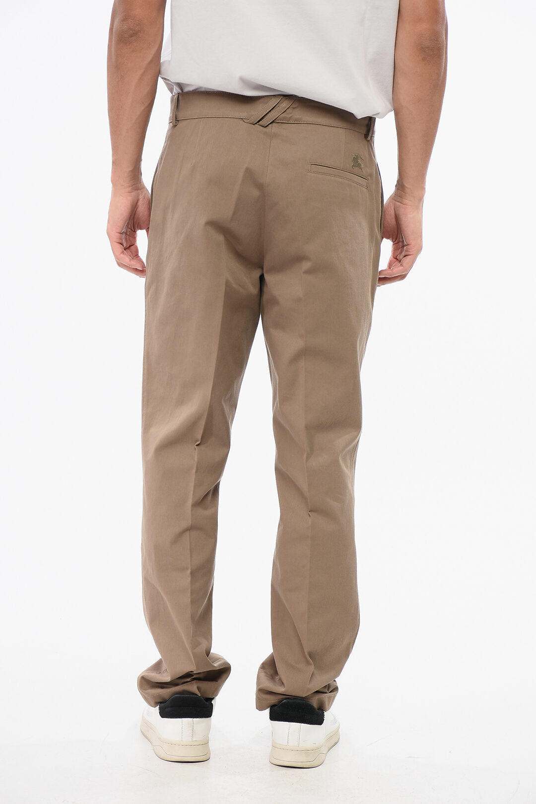 Burberry 2500~Straight-Leg Chino Trousers with Equestrian Knight Embroidery