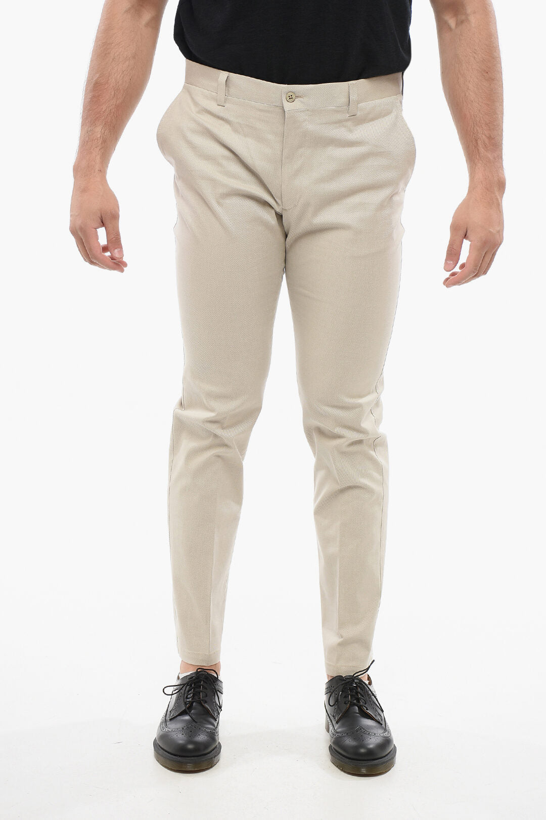 Corneliani 2500~Textured Cotton Trousers with Belt Loops