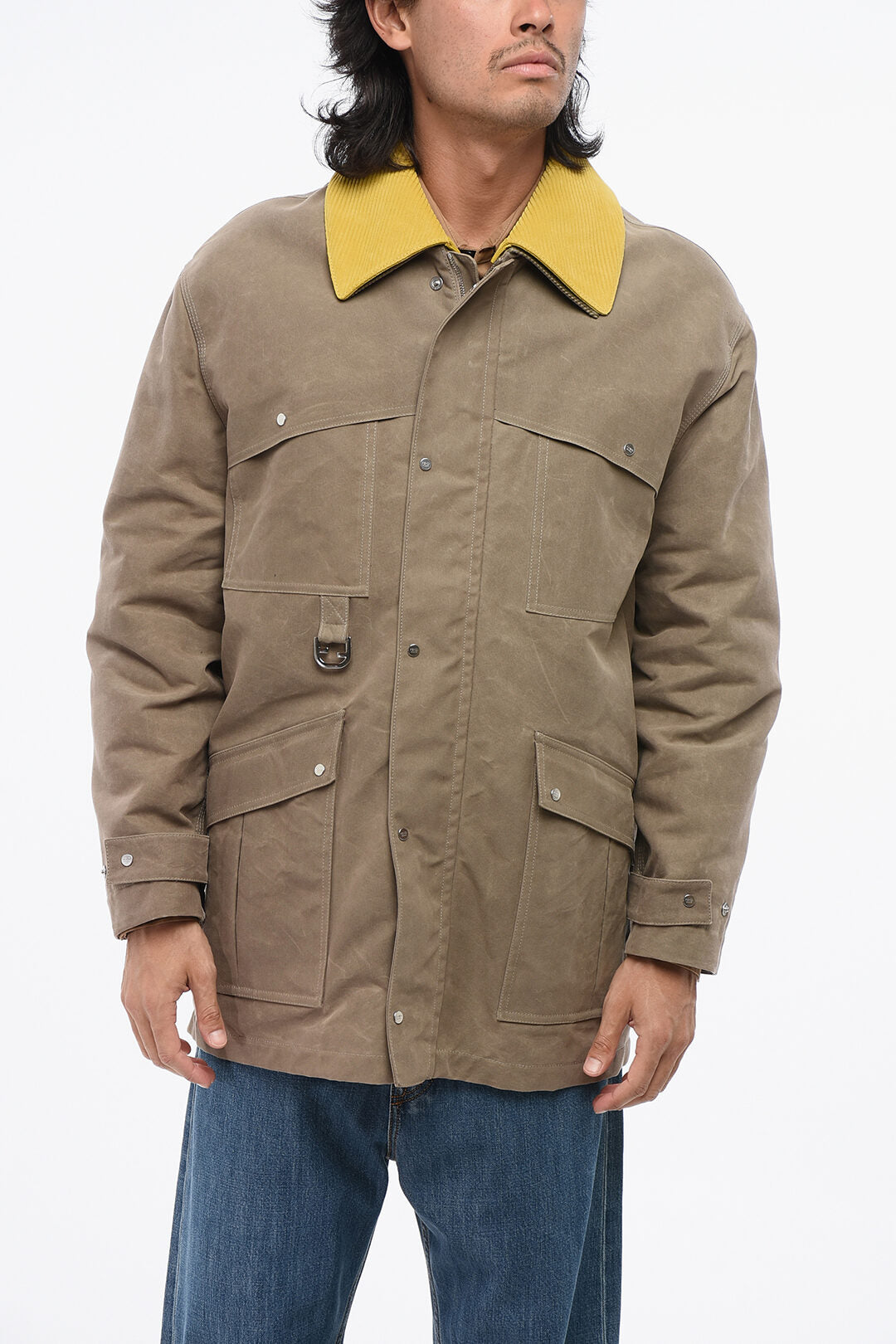Fendi 2500~Waxed Cotton-Blend Utility Jacket with Leather Collar
