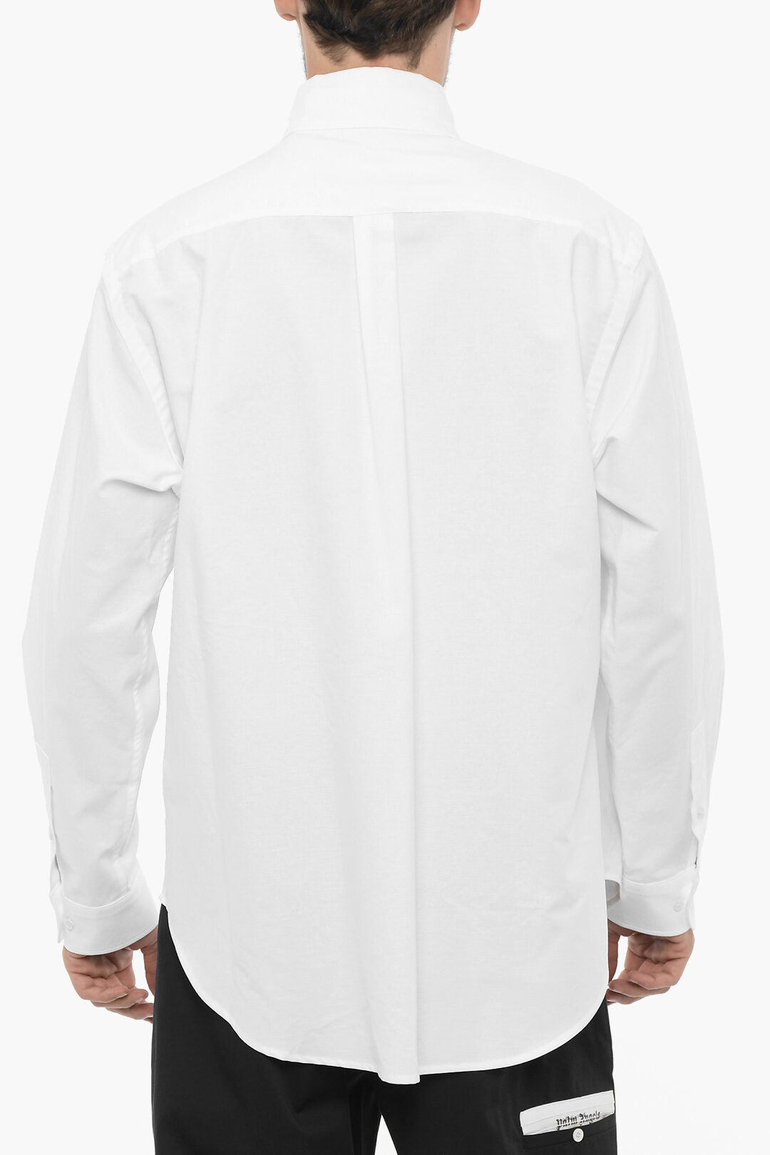 Palm Angels 2550~Button-Down Cotton Piqué Shirt with Chest Pocket, view 2