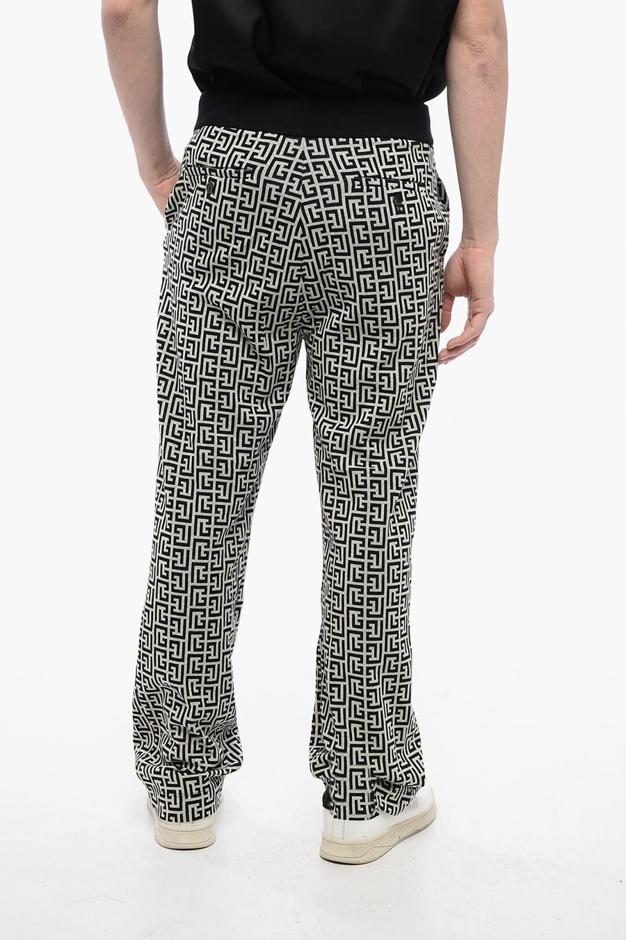Balmain 2550~Double-Jersey Joggers with Monogram Pattern, view 2
